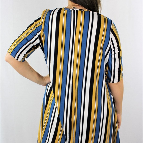 Plus Striped Trapeze Dress - Picture 3 of 5